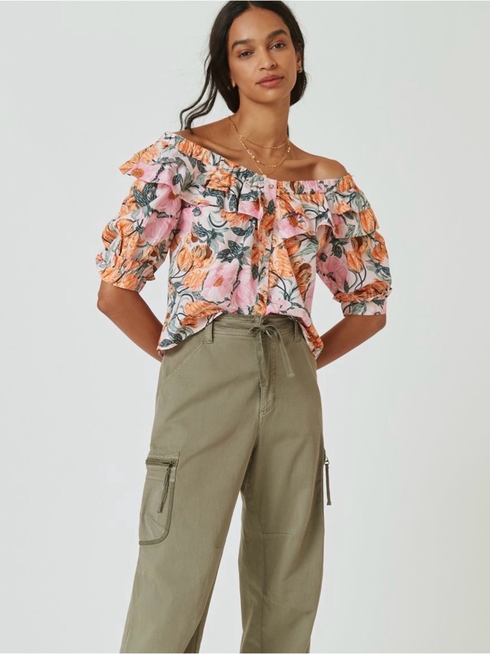 Cecilia Petersson exclusively for Anthropologie Floral Off-Shoulder Ruffle Top